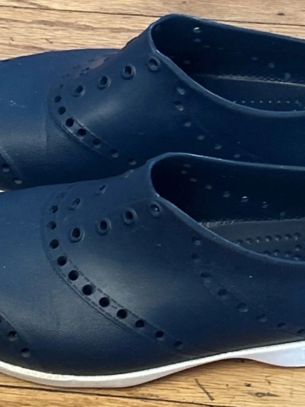 BIION Oxford Spikeless Golf Shoes Men 5 Women 7 Navy Blue White Slip On Wingtip